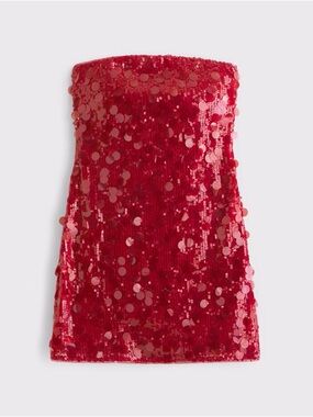 Abercrombie & Fitch Red Sequin Strapless Mini Dress